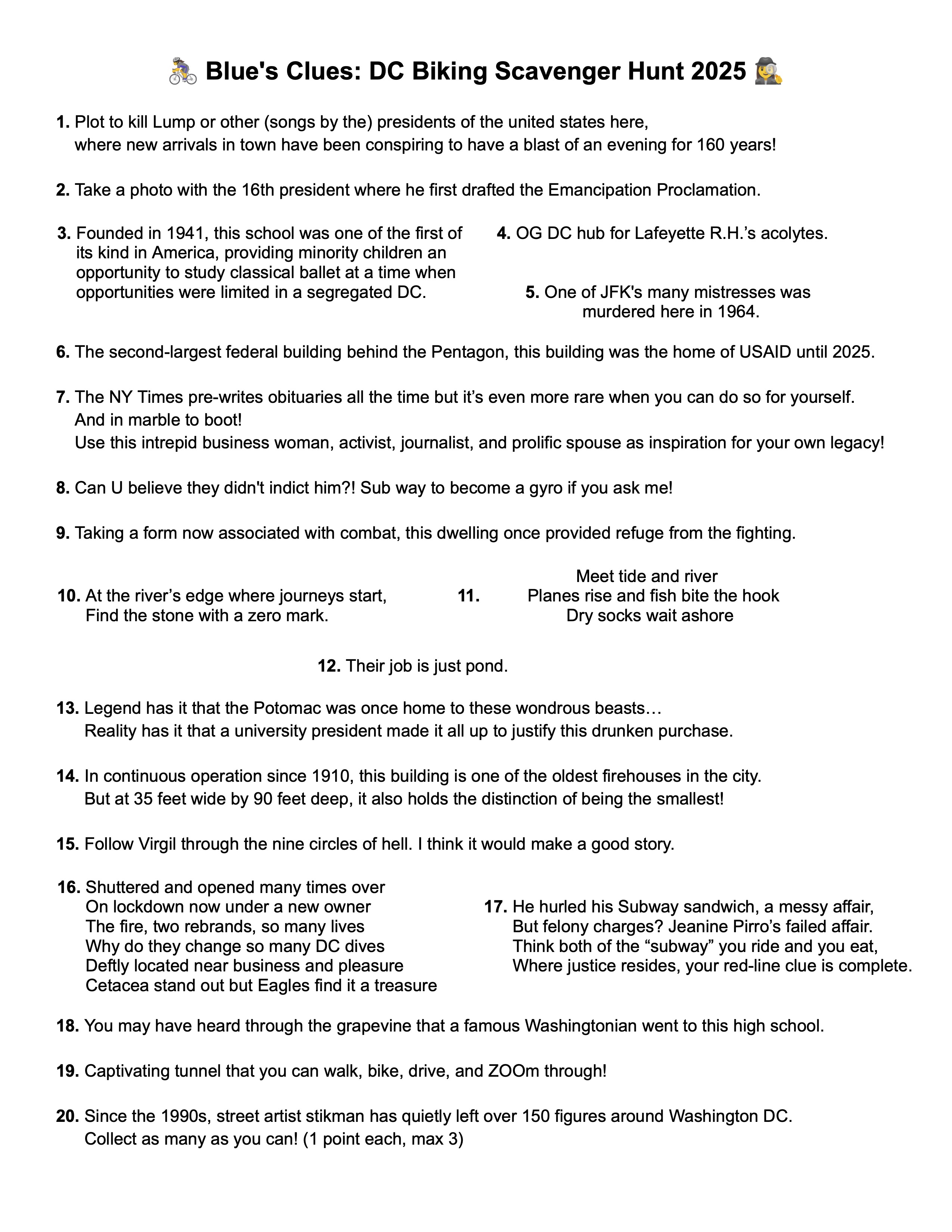 2025 clue sheet